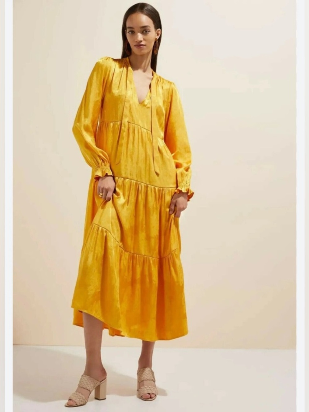 ANTHROPOLOGIE Maeve Tiered Yellow/Gold Maxi Dress  size 3X plus, - Picture 3 of 14